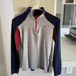 Ariat Tek Cold Series 1/4 Zip Womens Size XS Long Sleeve Blue/Red/Gray